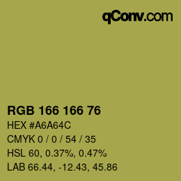 Color code: RGB 166 166 76 | qconv.com