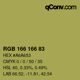 Color code: RGB 166 166 83 | qconv.com