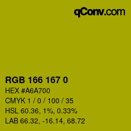Color code: RGB 166 167 0 | qconv.com