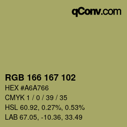 Color code: RGB 166 167 102 | qconv.com