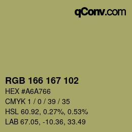 Color code: RGB 166 167 102 | qconv.com