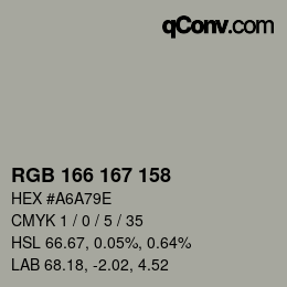 Color code: RGB 166 167 158 | qconv.com