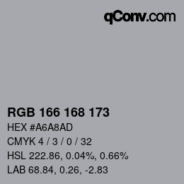 颜色代码: RGB 166 168 173 | qconv.com