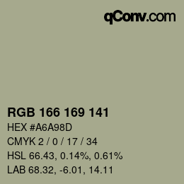 Color code: RGB 166 169 141 | qconv.com