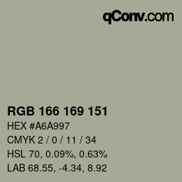 Código de color: RGB 166 169 151 | qconv.com