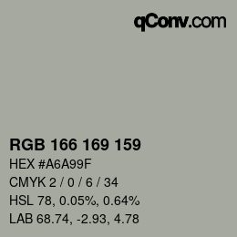 颜色代码: RGB 166 169 159 | qconv.com
