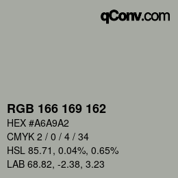 Color code: RGB 166 169 162 | qconv.com