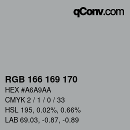 Color code: RGB 166 169 170 | qconv.com