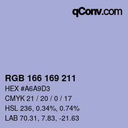 颜色代码: RGB 166 169 211 | qconv.com