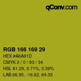 Color code: RGB 166 169 29 | qconv.com