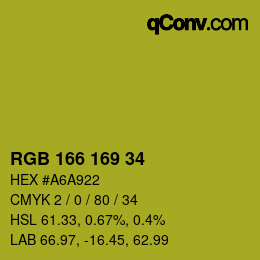 Color code: RGB 166 169 34 | qconv.com