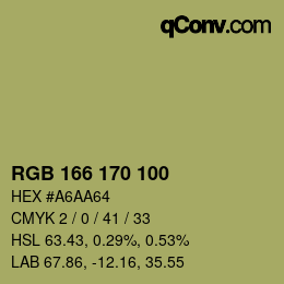 Código de color: RGB 166 170 100 | qconv.com