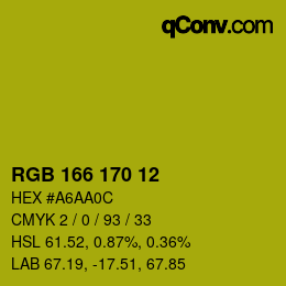 Color code: RGB 166 170 12 | qconv.com