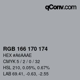 Color code: RGB 166 170 174 | qconv.com