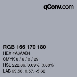 カラーコード: RGB 166 170 180 | qconv.com