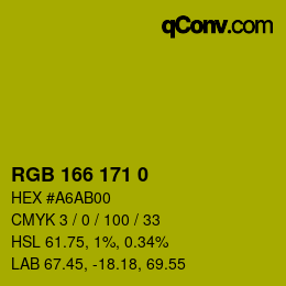 Color code: RGB 166 171 0 | qconv.com