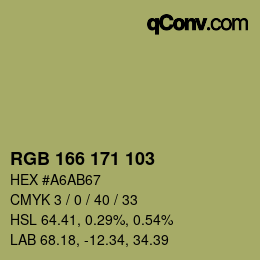 カラーコード: RGB 166 171 103 | qconv.com