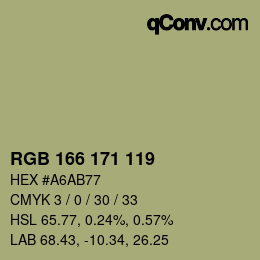 Color code: RGB 166 171 119 | qconv.com
