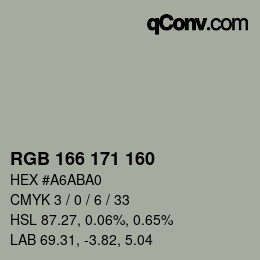 颜色代码: RGB 166 171 160 | qconv.com