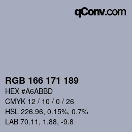 颜色代码: RGB 166 171 189 | qconv.com