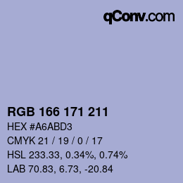 Color code: RGB 166 171 211 | qconv.com