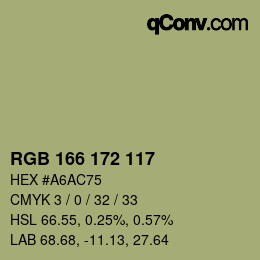 Color code: RGB 166 172 117 | qconv.com