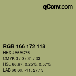 Color code: RGB 166 172 118 | qconv.com