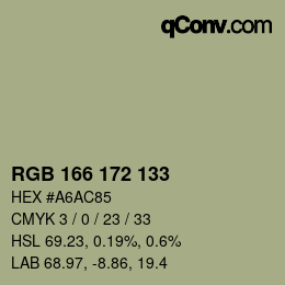 カラーコード: RGB 166 172 133 | qconv.com