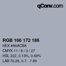 カラーコード: RGB 166 172 186 | qconv.com