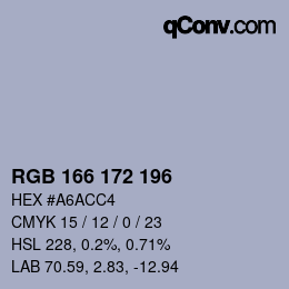 Color code: RGB 166 172 196 | qconv.com