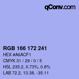 Color code: RGB 166 172 241 | qconv.com