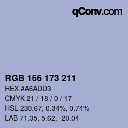 Farbcode: RGB 166 173 211 | qconv.com