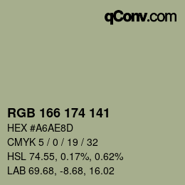 Color code: RGB 166 174 141 | qconv.com