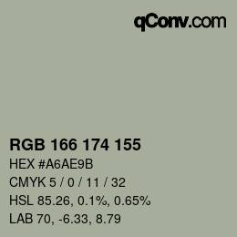 Color code: RGB 166 174 155 | qconv.com