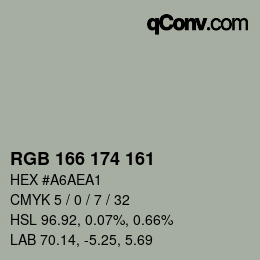 Color code: RGB 166 174 161 | qconv.com