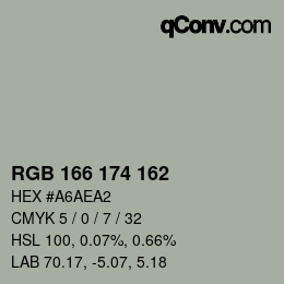 カラーコード: RGB 166 174 162 | qconv.com