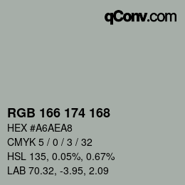 カラーコード: RGB 166 174 168 | qconv.com