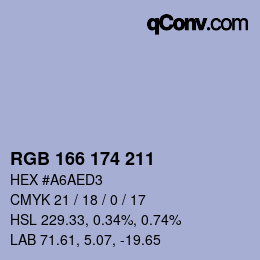 Color code: RGB 166 174 211 | qconv.com