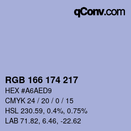 Color code: RGB 166 174 217 | qconv.com
