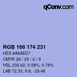 Farbcode: RGB 166 174 231 | qconv.com