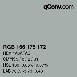 Color code: RGB 166 175 172 | qconv.com