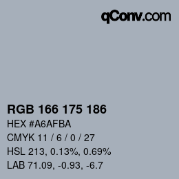Color code: RGB 166 175 186 | qconv.com