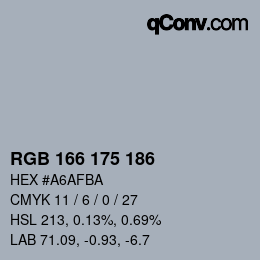 Color code: RGB 166 175 186 | qconv.com