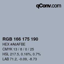 Farbcode: RGB 166 175 190 | qconv.com