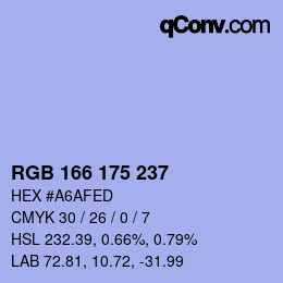 Color code: RGB 166 175 237 | qconv.com