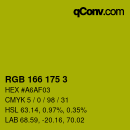 Color code: RGB 166 175 3 | qconv.com