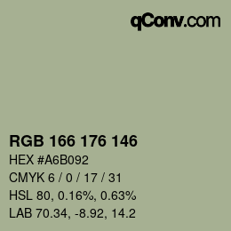 Código de color: RGB 166 176 146 | qconv.com