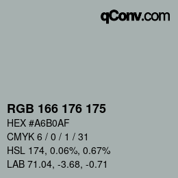 カラーコード: RGB 166 176 175 | qconv.com