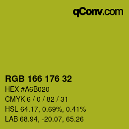 Color code: RGB 166 176 32 | qconv.com
