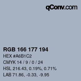 カラーコード: RGB 166 177 194 | qconv.com